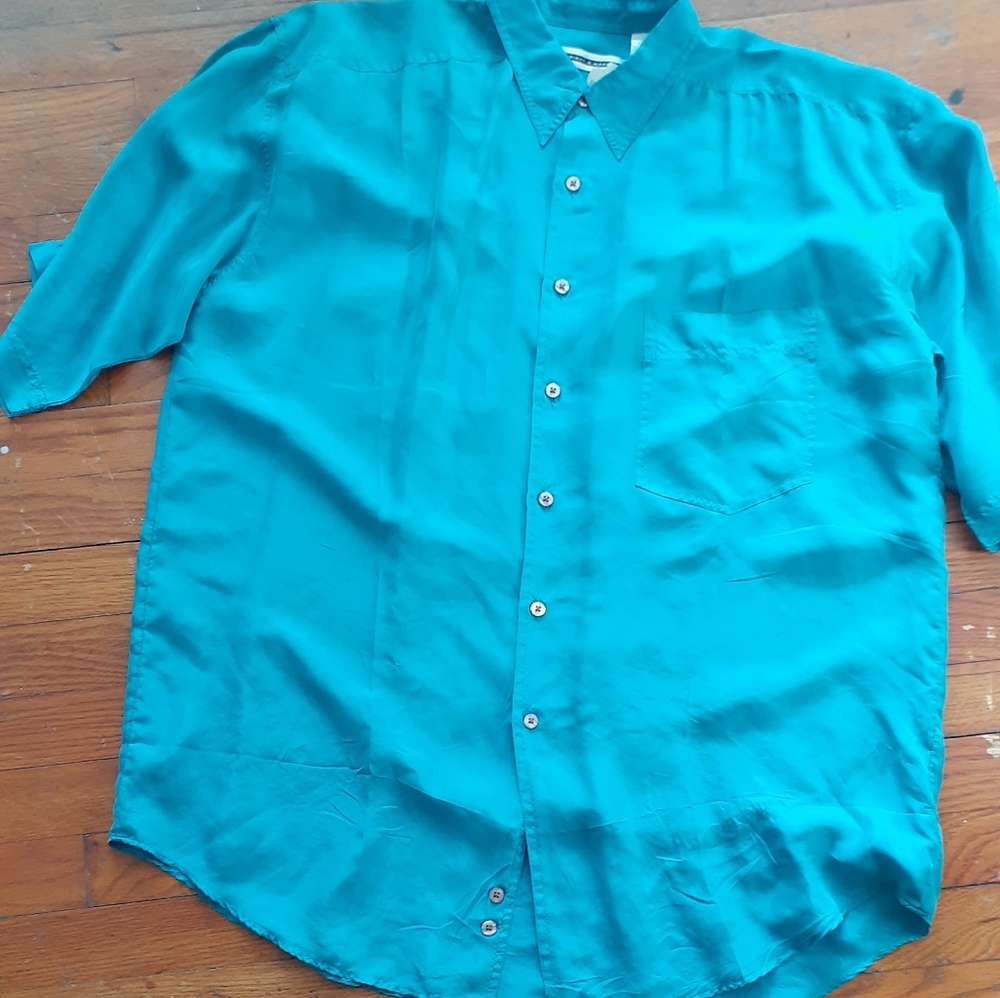 Mens Vintage 80s Silk Shirt Tall large NWT